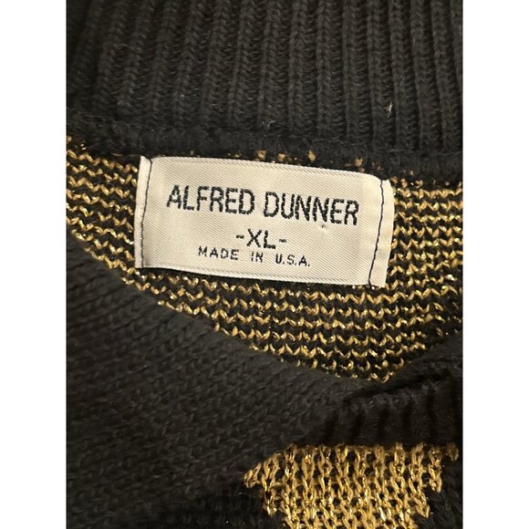 Vintage Alfred Dunner Black & Gold Argyle Knit Sweater | Made in USA | XL | Lure - Picture 7 of 11